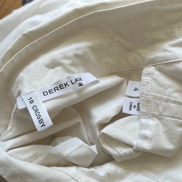 Derek Lam 10 Crosby White Sleeveless Poplin Ruffle Hem Cotton Button Top Size 4 - Picture 9 of 12